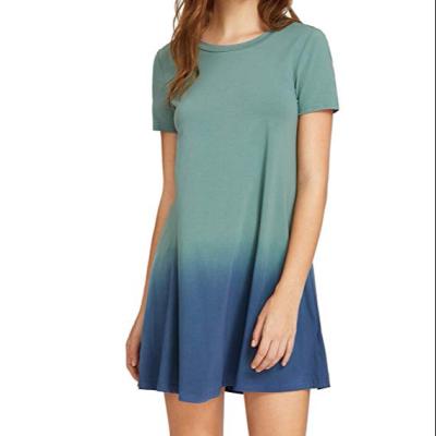 China High Quality Breathable Tie Dye 95% Cotton 5% Spandex Custom Women Fashion Short Sleeve T-shirt Dress for sale