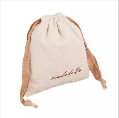 China Rice Eco-friendly Packaging Advertising Portable Small Dust Cloth Cotton White Custom Small Travel Drawstring Bag for sale