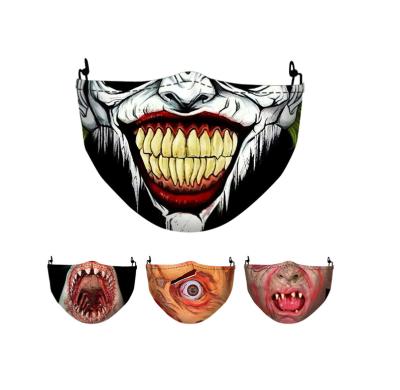 China Horror Face Mask Party Themed Cosplay Face Mask Halloween Cotton Filter Washable Replaceable Reusable P.M. 2.5 Print for sale