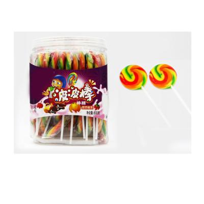 China Old Fashion Natural Lollipops Rainbow Swril Lollipops In 20g Jar for sale