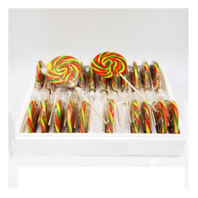 China Natural Swirl Rainbow Lollipops Hard Candy 80g for sale