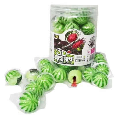 China Natural Watermellow 3D Candy Ball Gummy Fruit Flavor Gummy Candy Juice Filled for sale