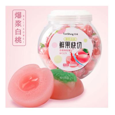 China 3D Natural JUICY PEACH GUMMY SOLID CANDY WITH JAM FILLED for sale