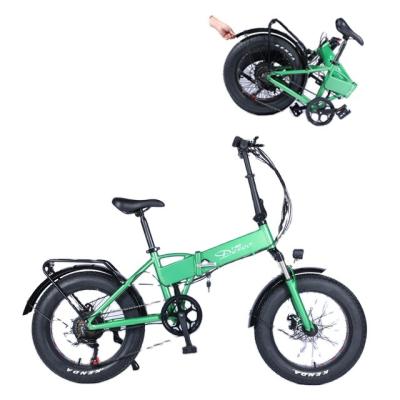 China New Energy Aluminum Alloy Folding Fat Tire Bicycle 20 Inch Electric Foldable Snow Travel Bicycle for sale