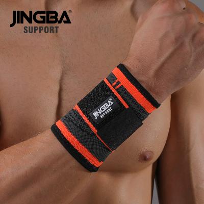 China Comfortable JINGBA SUPPORT Adjustable Wrist Support Powerlifting Safe Sports 80109B Nylon Compression Wrist Brace Knitted Wristbands for sale