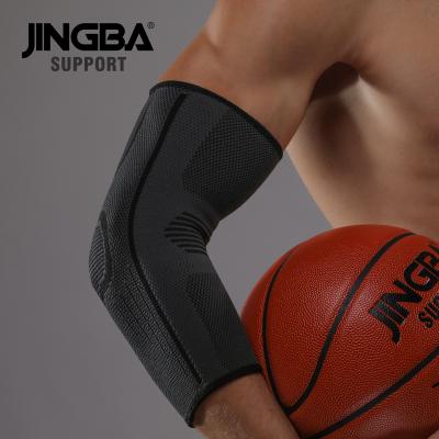 China Comfortable Breathe Free JINGBA SUPPORT 90312 Nylon Elbow Sleeve Basketball Pad Tennis Elbow Bandage Knitting Long Arm Brace Compression Pads for sale