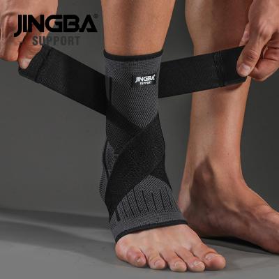 China Performance Support JINGBA 01405 Custom Ankle Guard Breathable Nylon Knitted Ankle Sleeve With Elastic Strap Compression Ankle Support for sale