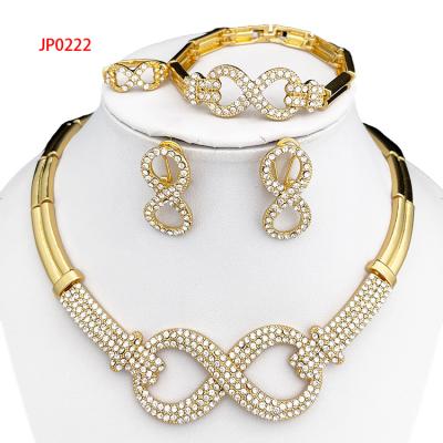 China Exquisite Crystal Design Charm Jewelry Sets Wedding Bridal Friendship 4pcs/set Gold Plated Engagement Jewelry Set for sale