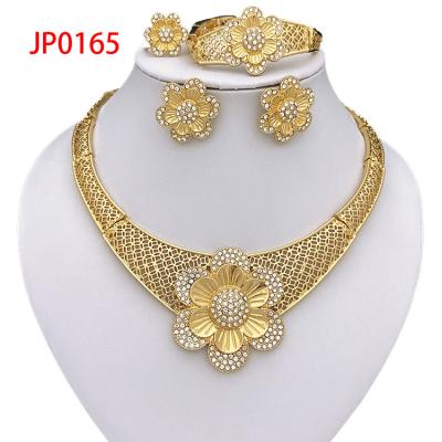 China 4pcs/set Exquisite Women Charm Jewelry Sets Flowers Shape Gold Plating Jewelry Set For Women Girls for sale