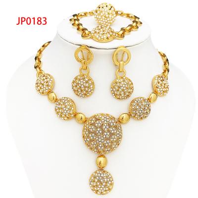 China 4pcs/set Unique Design Display Sets Gold Bridal Girl 24k Gold Plated Necklace Jewelry Set for sale