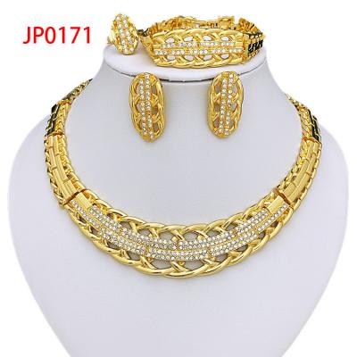 China 4pcs/set Hot Sale Factory Design Charm Jewelry Sets 24k Gold Gold Plated Good Crystal Jewelry Set for sale