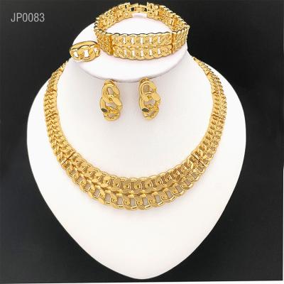 China 2022 Years 4pcs/set Fashion 24k Gold Plated Jewelry Sets Bridal Wedding Luxury Charm Jewelry Sets for sale