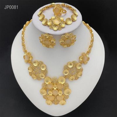 China Fashion 4pcs/set Large AAA 24k Gold Plated Zircon Jewelry Sets Women Bridal Wedding Jewelry Set for sale