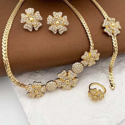 China factory 4pcs/set fashion high quality gold plated bridal jewelry sets luxury jewelry wedding earrings necklace jewelry set for women for sale