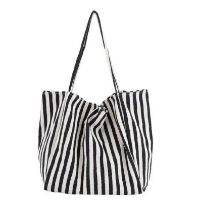 China FREE SAMPLE Ladies Handled Vintage Striped Canvas Tote Bag, Portable, Durable and Washable for sale