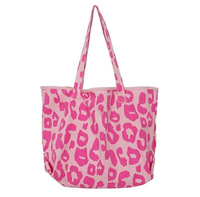 China FREE SAMPLE Pink Leopard Print Handled Tote Bag, Fashion Shopping Leisure Reusable Bag for sale