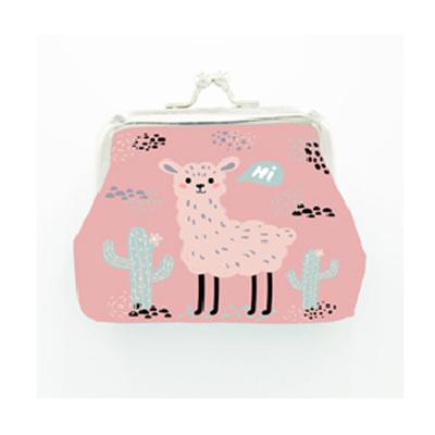 China NATIONAL Kids Cartoon Animal Alpaca Printed Mini Cute Sublimation Coin Purse for sale