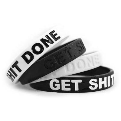 China Eco-friendly Printed Custom Silicone Event Logo Rubber Bracelet Wrist Band Wristband for sale