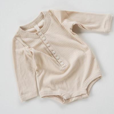 China 95% Organic Cotton Rib Lond Sleeve Basic Seasonal Super Soft Baby Onesie Button Placket Baby Bodysuits for sale