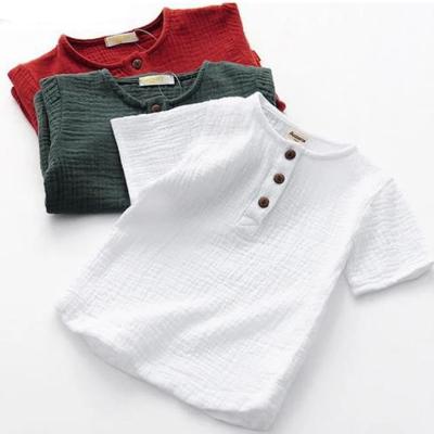 China Summer Anti-Shrink Breathable Muslin Tops Baby Organic T-shirt Clothes for sale