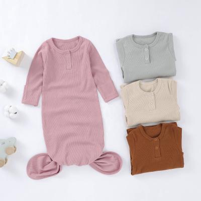 China Breathable Hot Sale Solid Ribbed Autumn Winter Organic Cotton Knotted Baby Dress Unisex for sale