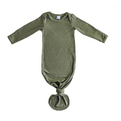 China Nature Summer Wrap Collar Long Sleeve Rib Knitted Baby Boy Dress for sale