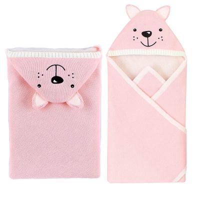 China Anti-pilling Crochet Bear Baby Wrap Covering Knitted Wrap Wrap for sale