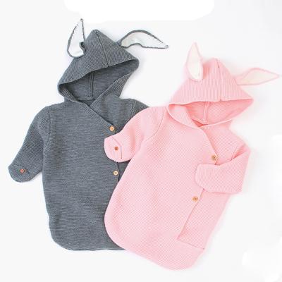 China Breathable Rabbit Animal Cuff Knitted Envelope Baby Sweater Folded Sleep Bag for sale