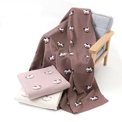 China Anti-pilling Soft 100% Cotton Jacquard Knitted Horse Baby Blanket Wholesale for sale