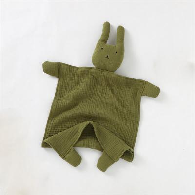 China Comforting Forest Green Muslin Baby Lovey Soft Baby Toy Baby Shower Gift for sale