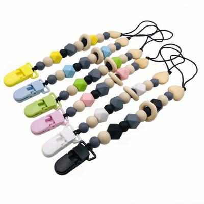 China Stain Food Grade Silicone Teething Beads Pacifier Clip for sale