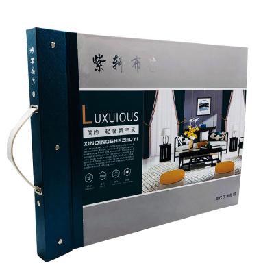 China Custom Large Size Promotion Hardcover Wallpaper Catalog Book With Handle for sale