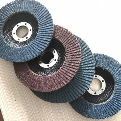 China Polishing Iron Inch 100mm 4 40/60/80/120 Grit Aluminum Oxide Flap Disc Sanding Wheels for sale