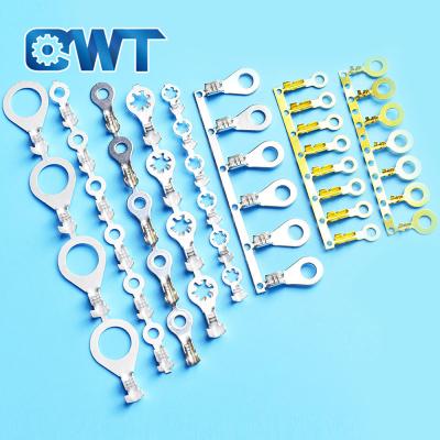 China Wire Connecting QWT Uninsulated Different Types Of Cable Hooks, Tongue Circle Ring Crimp Terminal Uninsulated Copper Ground Connector for sale