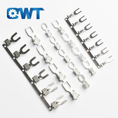 China Wire Connecting Type QWT u Shape Y Crimp Splice Terminals Electrical Connector 2.8 4.2 mm Non Insulated Fork Spade Terminals Sizes for sale