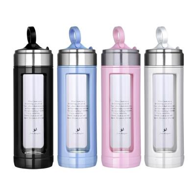 China Minimalist 350ml Glass Water Bottle With Flip Top Lid Crystal Waterproof Single Wall Stylish for sale