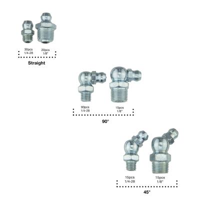 China Straight Steel Fittings Hydraulic Grease Nipple 5/16-24 Degree 45/90 Degree for sale