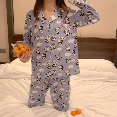 China 2022 QUICK DRY spring and autumn new pajamas wholesale women's cartoon large print cardigan housewear women's pajamas set for sale