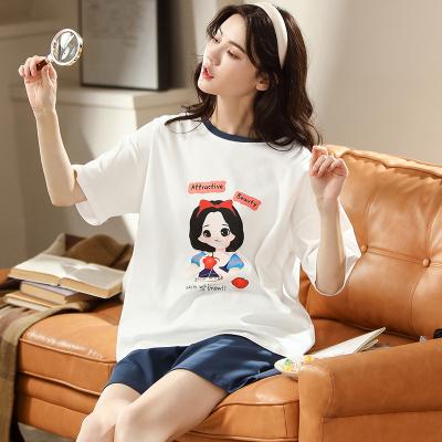 China QUICK DRY Women's Homewear Hot Sale Summer Clothes Set Cartoon Printing Cotton Pajamas Fashion for sale