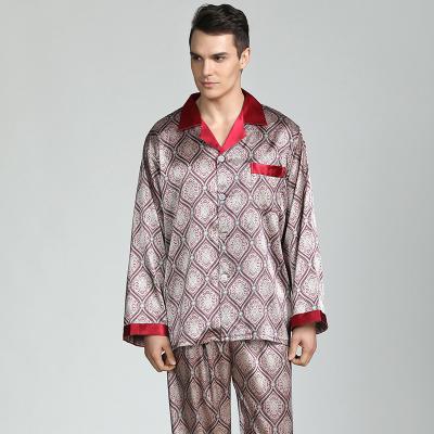 China QUICK DRY Men's Stain Silk Pajama Sets Modern Silk Nightgown Male Satin Pajamas Mens Sleepwear Style Soft Comfortable Sleep for sale