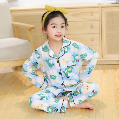 China Pink QUICK DRY Long Sleeve Cotton Pajamas Kids Sleepwear Girls Pajamas With Button 2pcs Kids Pijamas Homewear Clothes for sale