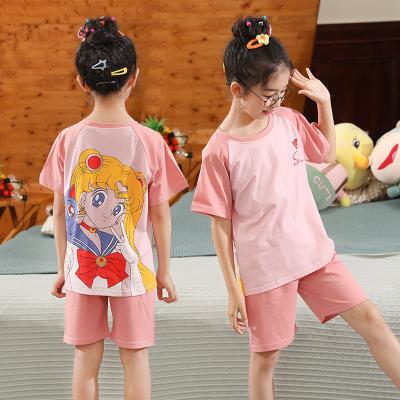 China Breathable Children Girls Girls Pajamas Set New Short Sleeve Sleepwear Homewear Nightgowns Girl Pajamas Sets for sale