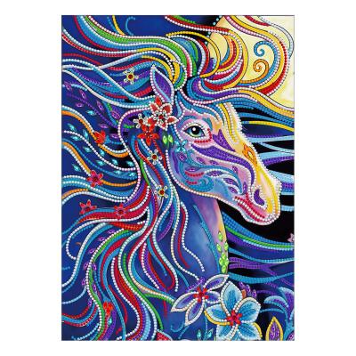 China Wholesale Bright Colorful Partial Drilled Horse Canvas Painting 5D DIY Diamond Painting Round Cartoon Portrait for sale