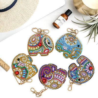 China DIY Diamond Elephant Shape Double Side Resin Eco-Friendly Sequins Painting Key Chain Set New Product Weekly Deals for sale