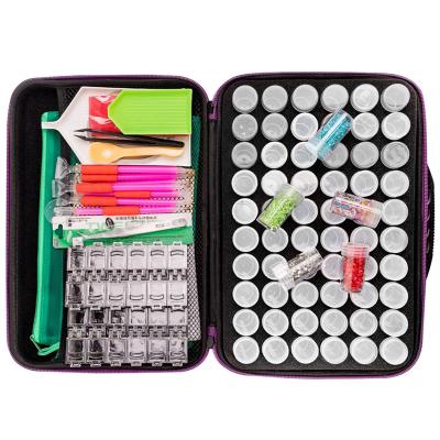 China Hot Selling 142pcs Eco-Friendly Diamond Painting Accessories Bags DIY Art Craft Premium Suitcase With 60 Slots Diamond Embroidery Box for sale