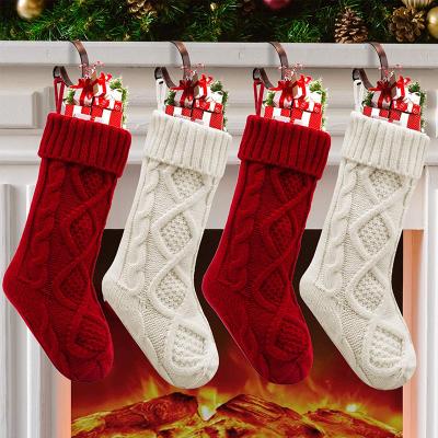 China Large Eco Friendly Christmas Stockings Cable Knitted Stocking Decorations For Family Holiday Xmas Party Decor for sale