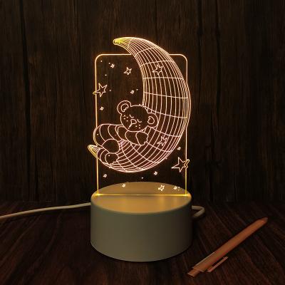 China Fashional New Gift 3d Products Electronic Night Light Weird Led Acrylic Table Lamp Usb Night Light for sale