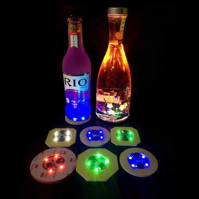 China Fashional Room Lights Bedroom Padded Bottom With 3m Multi Color 8 Modes Bottle Coaster Led Back Light Up Sticker for sale