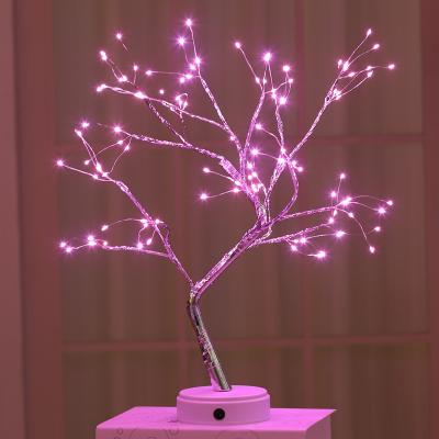 China Fashional Direct Selling Palm Brass Coconut Tree Night Light Twinkle Bedside Lamp with 108 LED for sale