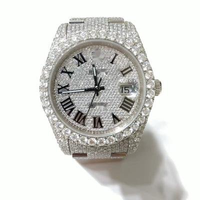 China White Rose Moissanite Diamond Bezel Custom Fashion Luxury Watch Waterproof For Men for sale